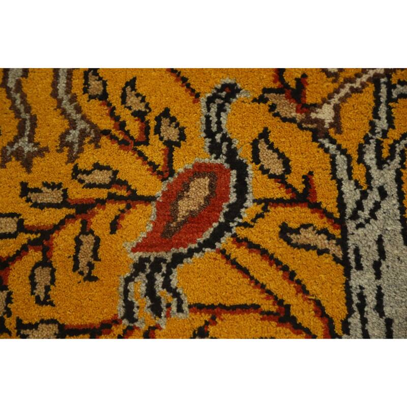 Hand Knotted Oriental 100% Wool Carpet Traditional Floral Oranges & Rust Ziegler Runner Rug - 8' 0'' X 2' 6''