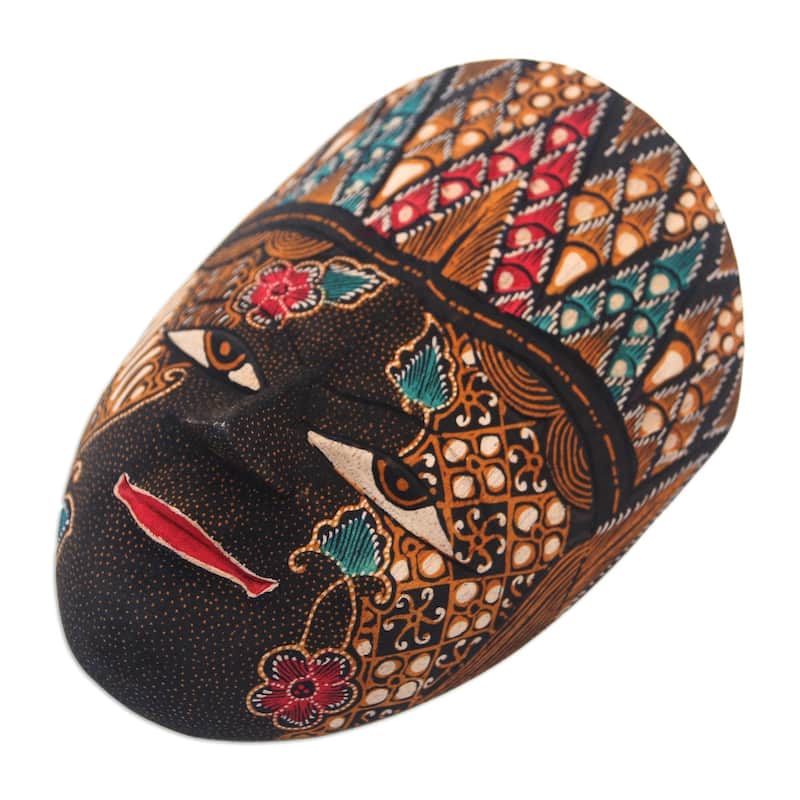 Novica Handmade Panji Semirang Batik Wood Mask