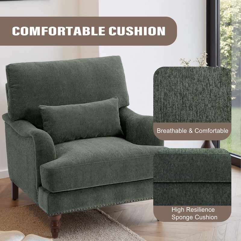 Set of 2 Mid Century Chenille Upholstered Accent Chairs