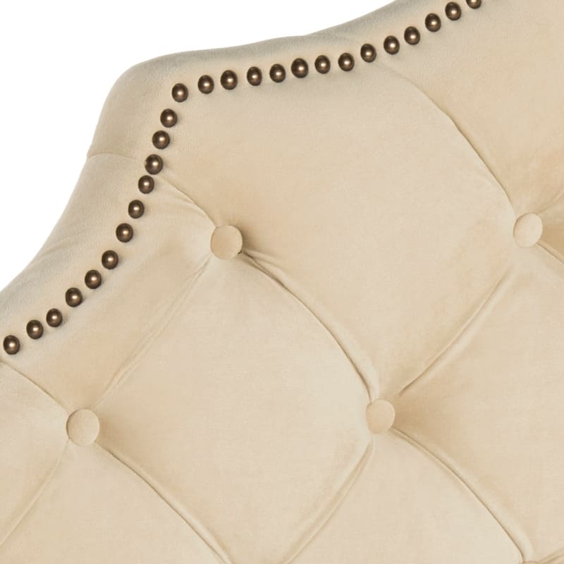 SAFAVIEH Brianna Taupe Linen Upholstered Tufted Headboard - Silver Nailhead (Queen)