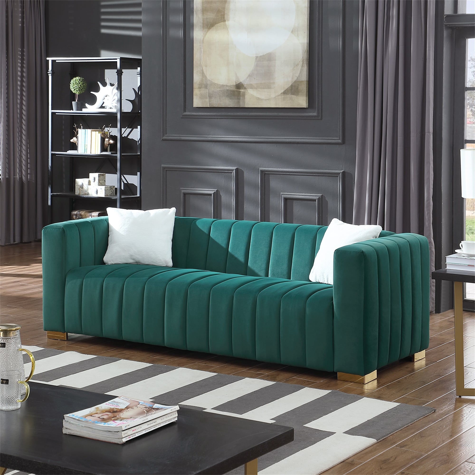 Dark Green 3 seater Velvet Sofa