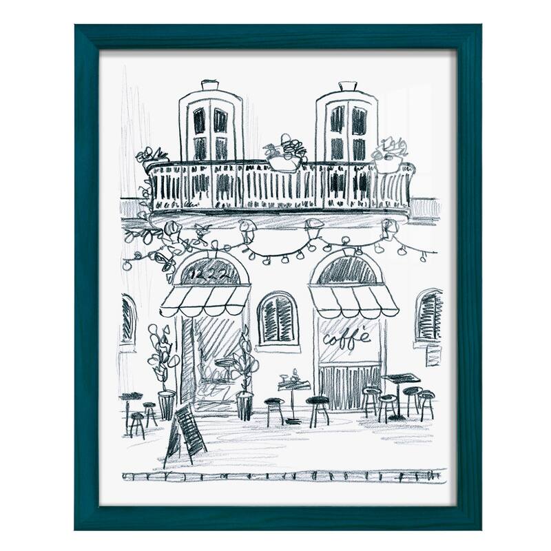Italian Street Sketch II -Framed Print w/glass-Cherry Red