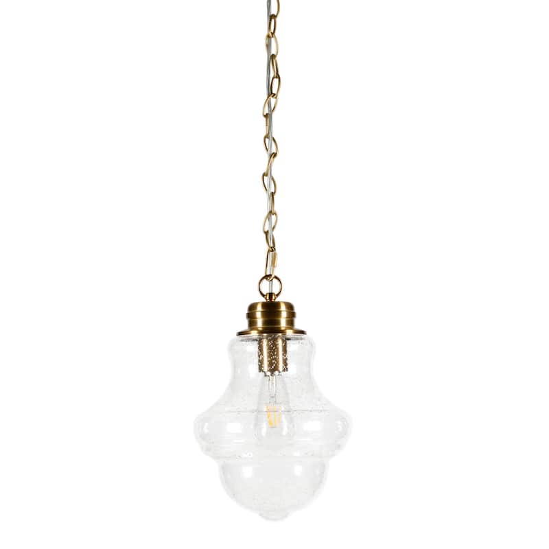 Annie Brass and Seeded Glass Pendant - Brass/Seeded