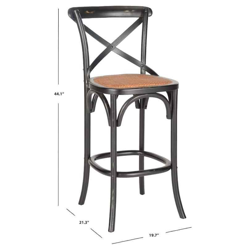 SAFAVIEH Reggie 30-inch x-Back Antique White Bar Stool - 19.7" W x 21.3" L x 44.1" H - 20Wx21Dx44H