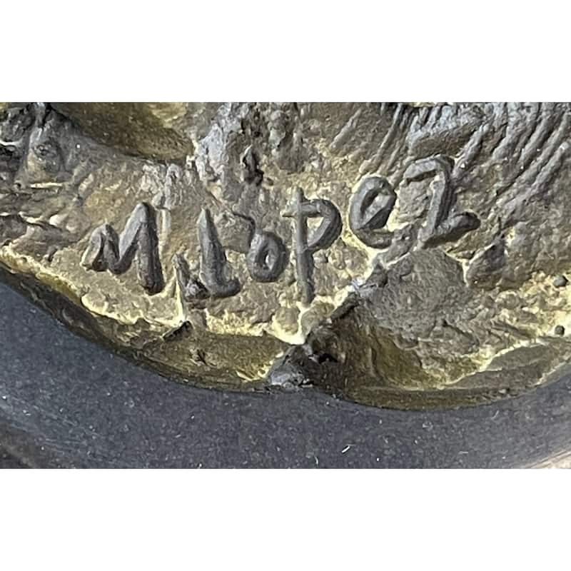 Native American Warrior And Eagle Sculpture Signed Original M. Lopez Bronze