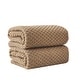 preview thumbnail 94 of 193, Linery & Co. Cotton Diamond Waffle Texture Bath Towels. Bath Sheet (Pack of 2) - Mocha