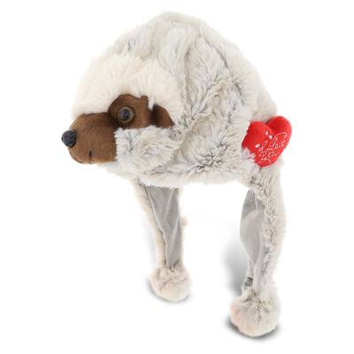 DolliBu I LOVE YOU Super Soft Plush Sloth Hat with Red Heart - 16 inches long