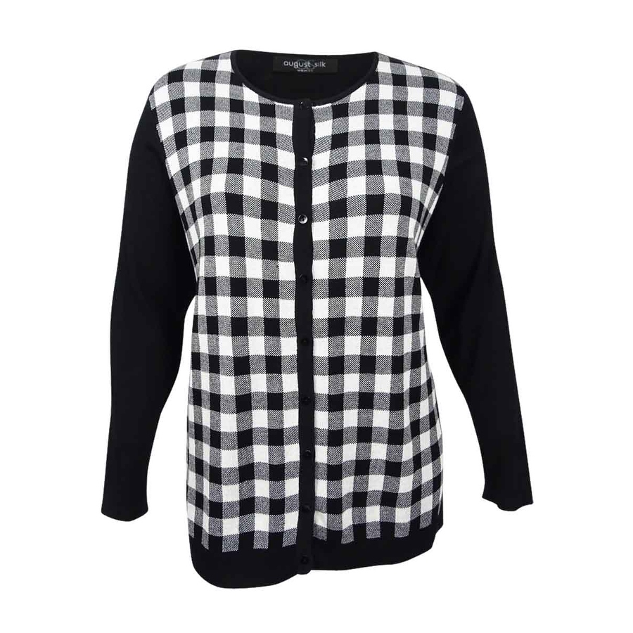 August Silk Women's Plus Size Gingham Cardigan (2X, BlackWhite Buffalo) blackwhite buffalo 2x August Silk Women's Plus Size Gingham Cardigan (2X, BlackWhite Buffalo) blackwhite buffalo 2x