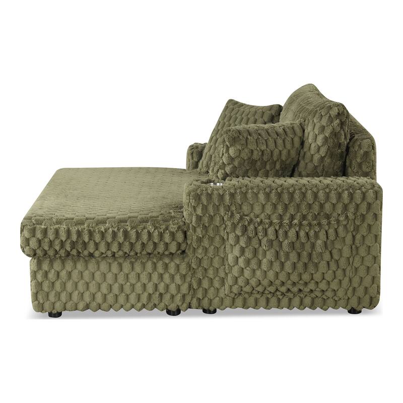 Furniture of America Lanturn Modern Soft Upholstered 2-Arm Oversized Chaise