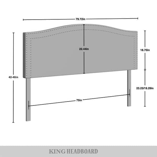 dimension image slide 0 of 4, CraftPorch Velvet Nailhead Trim Upholstered Adjustable Headboard