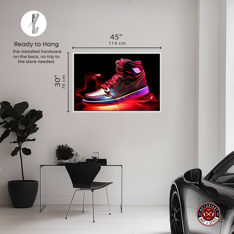 Notoriart Flaming Hot Sneaker Ii Framed Sneaker 1 Piece Canvas Wall Art