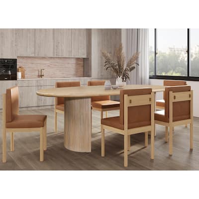 NPD Furniture Aniston 92.5 Inch Oval Dining Table - Natural Whitewash