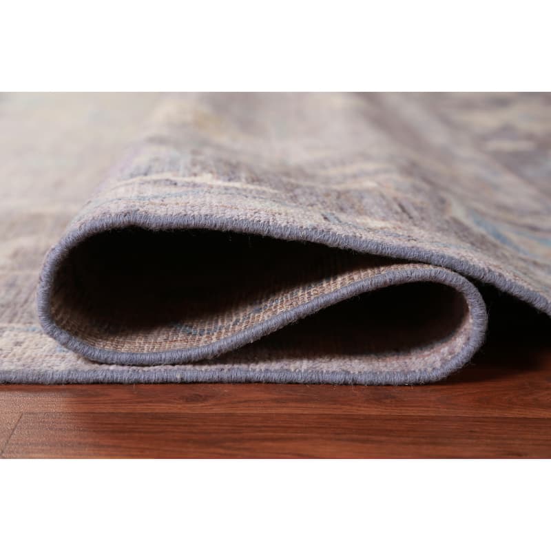 Hand Knotted Oriental 100% Wool Carpet Transitional All-Over Greys & Charcoal Oushak Area Rug - 9' 9'' X 8' 1''