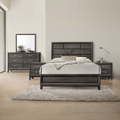 Furniture of America Lante Modern 5-Piece Two-Tone Design Panel Bedroom Set