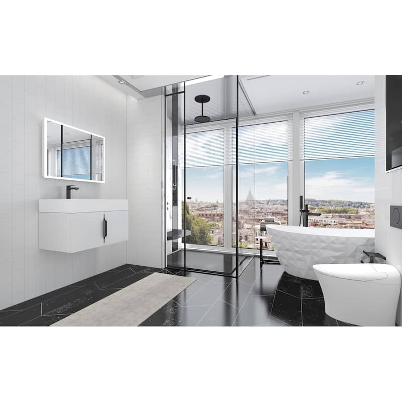 Amazon 30" Wall Mounted Bathroom Left Basin Vanity Set w/ White Top