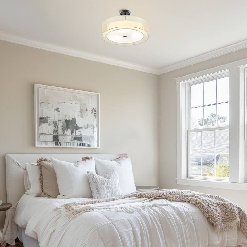 CO-Z 3-Light Antique Bronze Double Drum Pendant Chandelier