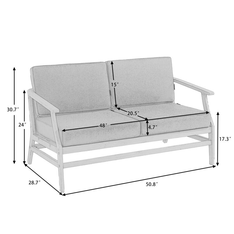 Teak Outdoor Patio Club Chairs Loveseat with Cushions