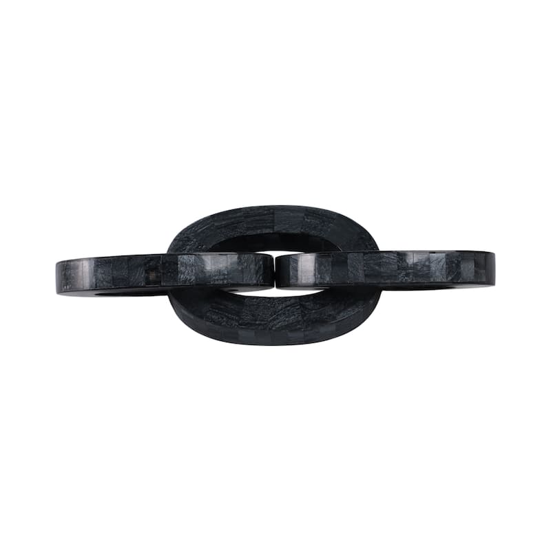 Resin Modern Chain Link Decorative Object Sculpture - 15" Black - 15" x 5" x 1"