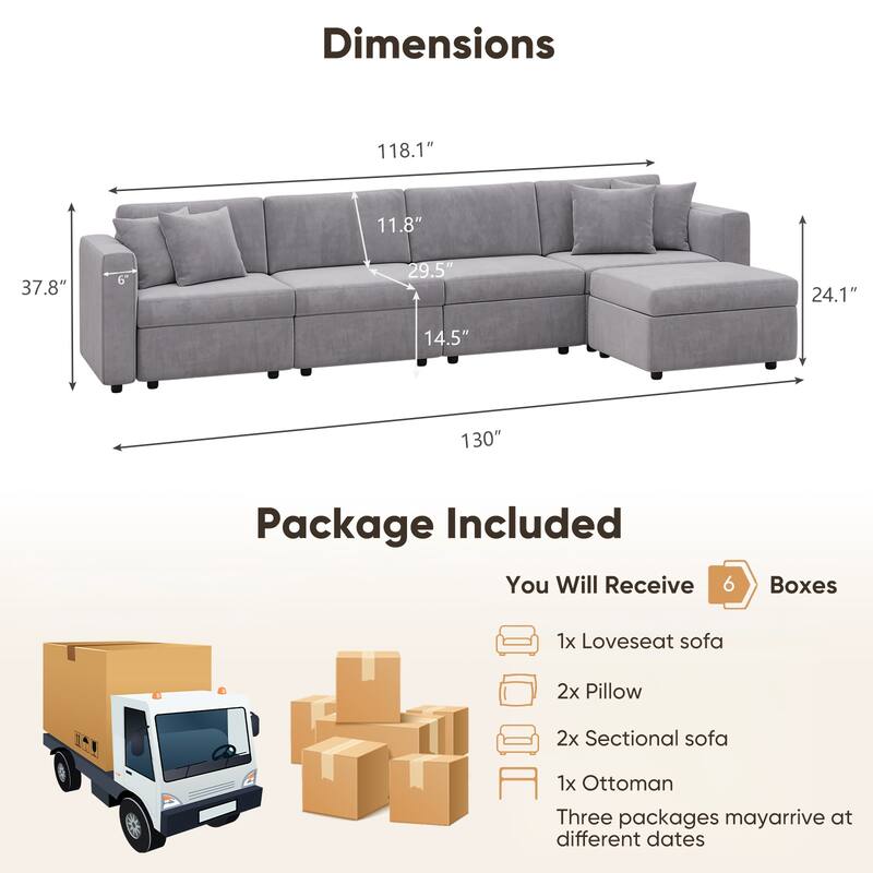 Pocassy Cloud Sofa Modular Sectional Couch with Seat Storage