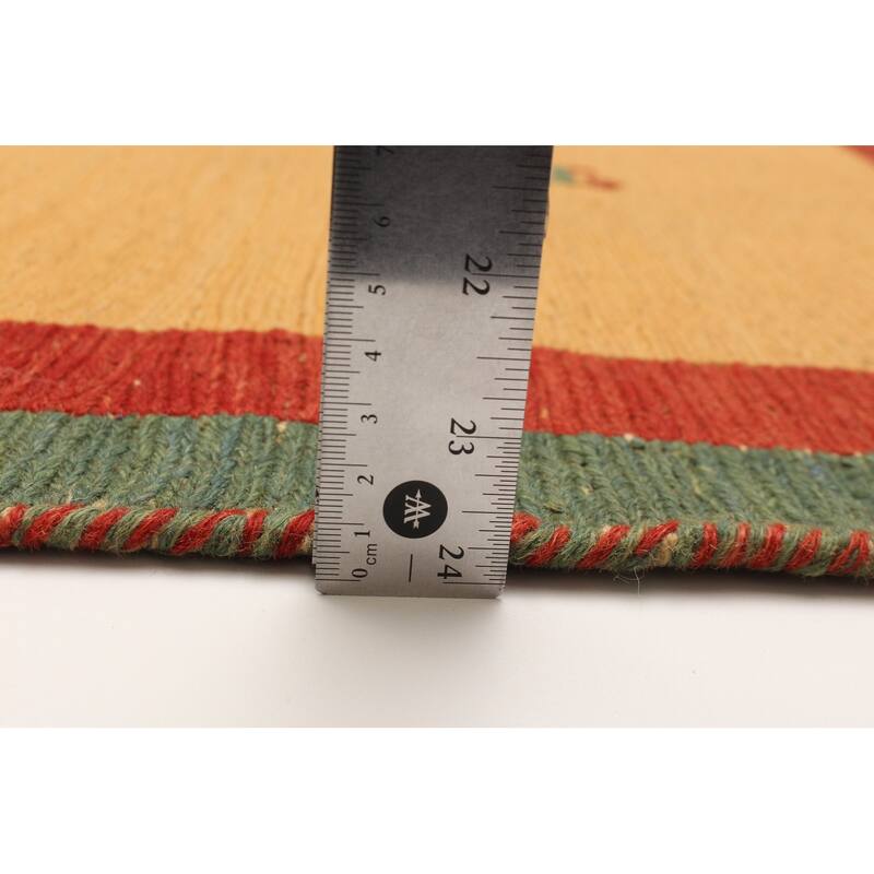 ECARPETGALLERY Flat-Weave Kashkuli Tan Wool Tapestry Kilim - 5'9 x 8'0