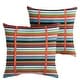preview thumbnail 17 of 30, Sorra Home Sunbrella Outdoor Double Petite Flange Pillow Set of 2 16 in H x 16 in W x 6 in D - Sunbrella - Carousel Confetti/Canvas Melon