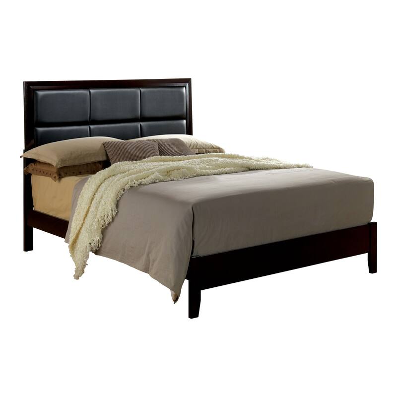 Furniture of America Hoss Modern Espresso Faux Leather Panel Bed