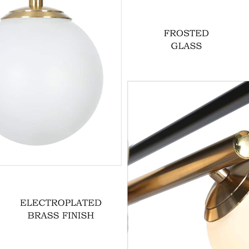 Modern LED Black Gold Chandelier 6-Light Rectangle Island Lights for Dining Room - 34" L