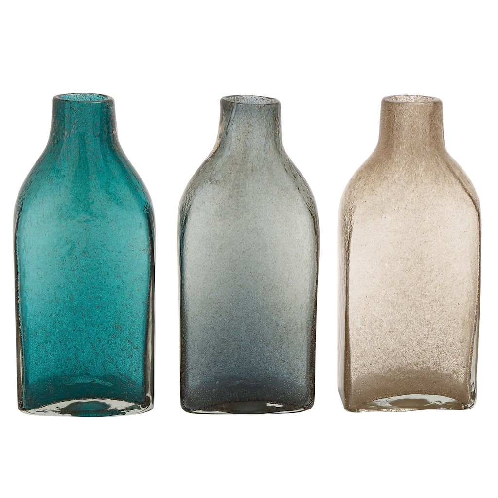 Glass Vase - Set of 3 Multi Colored - CosmoLiving by Cosmopolitan - 5"W x 7"L x 15"H