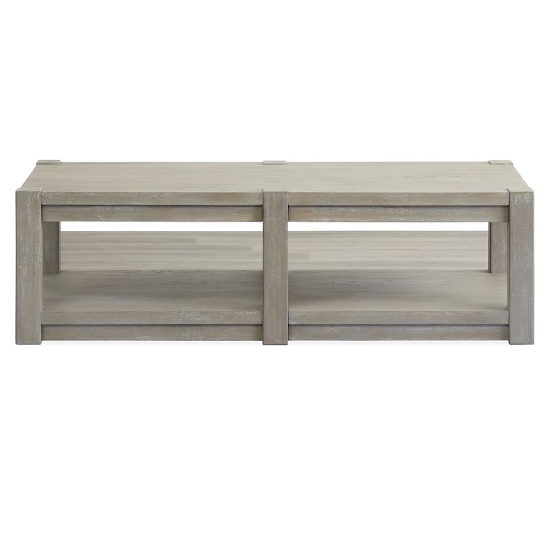 Magnussen Home Burgess Calico Grey Rectangular Shelf Cocktail Table With Casters - 60''W x 28''D x 18.13''H