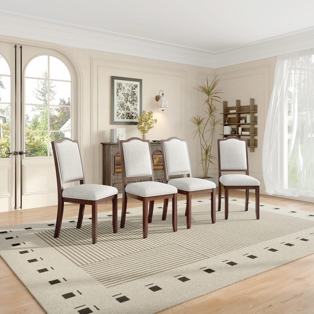 ​Mid-Century Modern Dining Chairs - Set of 4 - Linen Upholstery