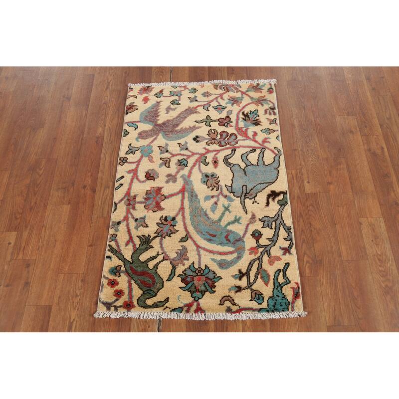 Animals Design Kazak Oriental Accent Rug Handmade Wool Carpet - 2'1"x 2'10"