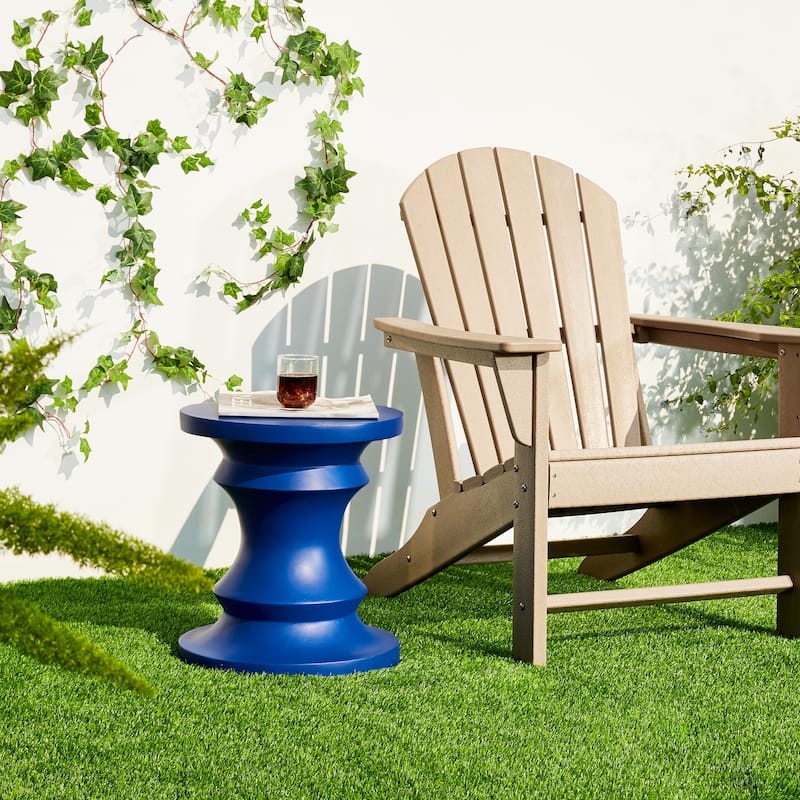 Glitzhome 18"H MGO Black Chess Garden Stool Outdoor Table