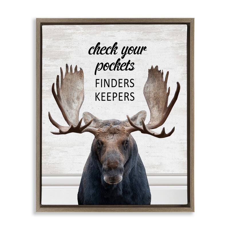 Stupell Check Pockets Laundry Reminder Framed Floater Canvas Wall Art Design By Lettered and Lined - 25 x 31 - Brown