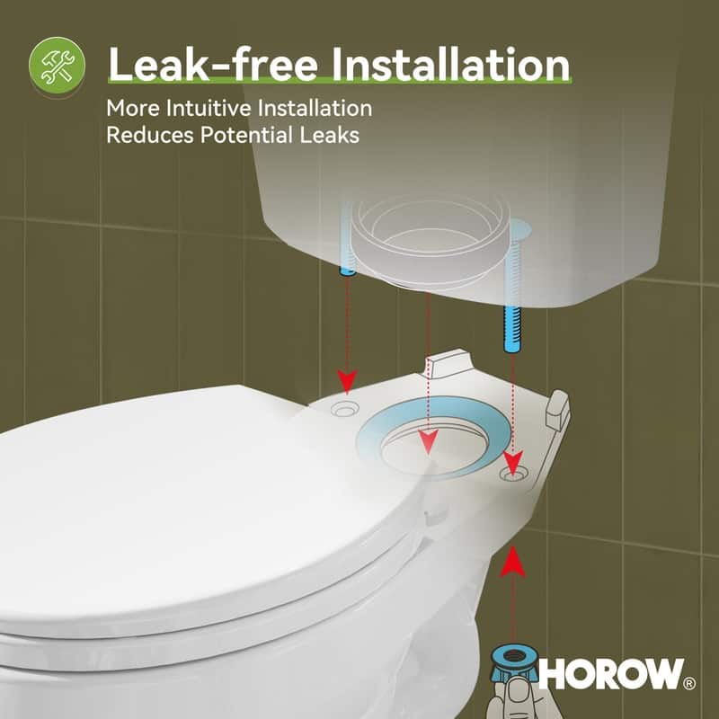 HOROW 2 Piece ADA Height Round Toilet White 1.28 GPF Strong Flush Quiet Soft Close Seat