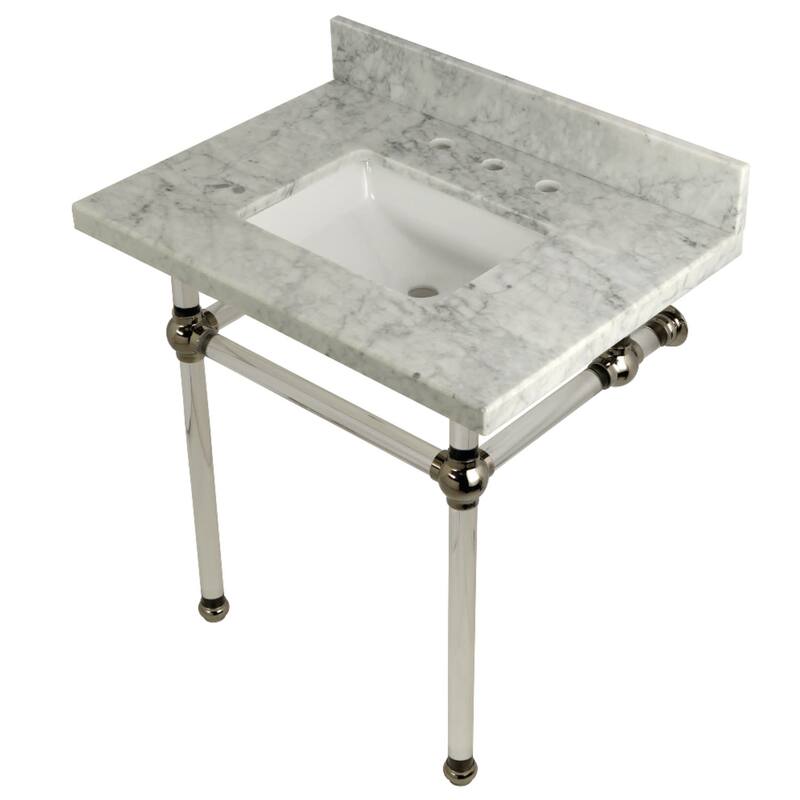 Kingston Brass Templeton 30" Rectangular Marble Wall Mounted Bathroom - Carrara Marble / Polished Nickel