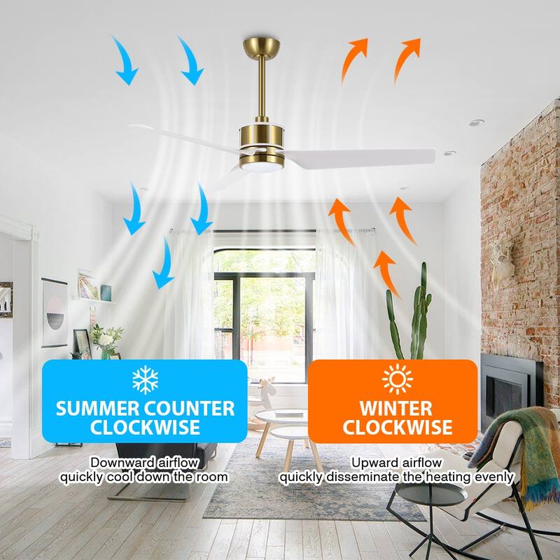 MLiAN 52 inch 3 ABS Blades LED Ceiling Fan with Remote