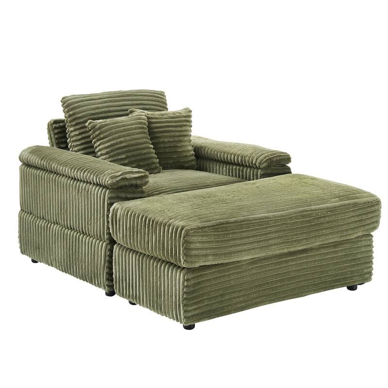 Corduroy Single Sofa+Ottoman, Cup Seats and No Cup Seats