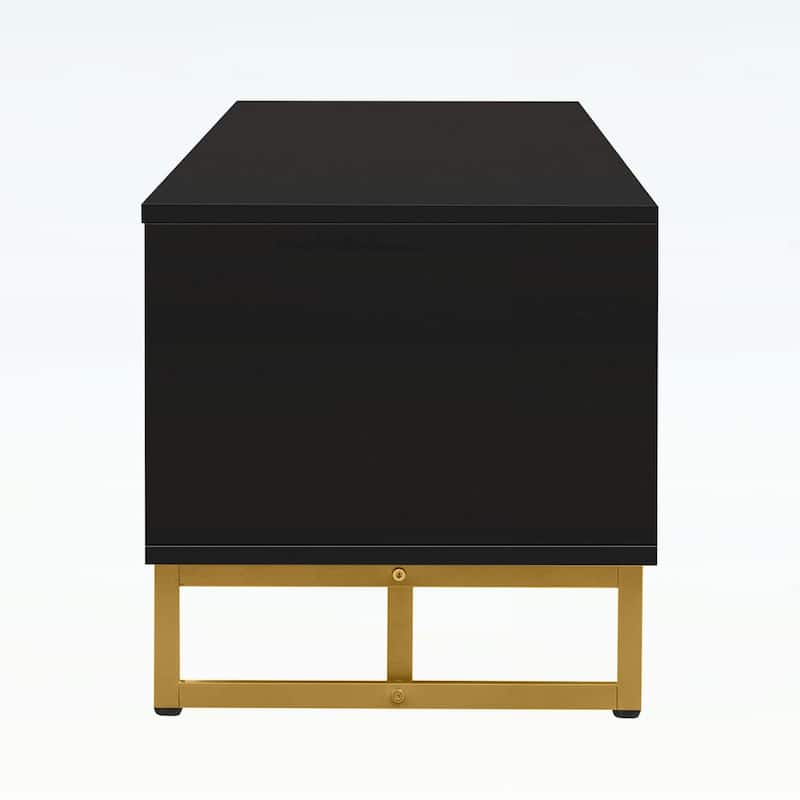 Modern TV Stand for 65+ Inch TVs,Entertainment Center with Storage and Elegant Wave Groove Design
