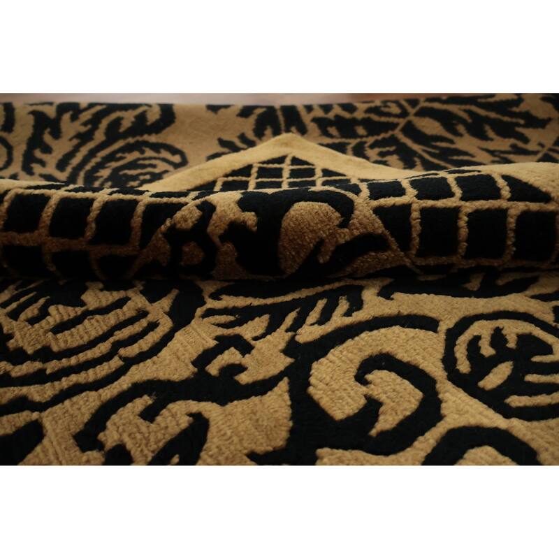 Hand Knotted Oriental 100% Wool Carpet Traditional Floral Yellow & Gold Nepalese Area Rug - 11' 10'' X 9' 0''