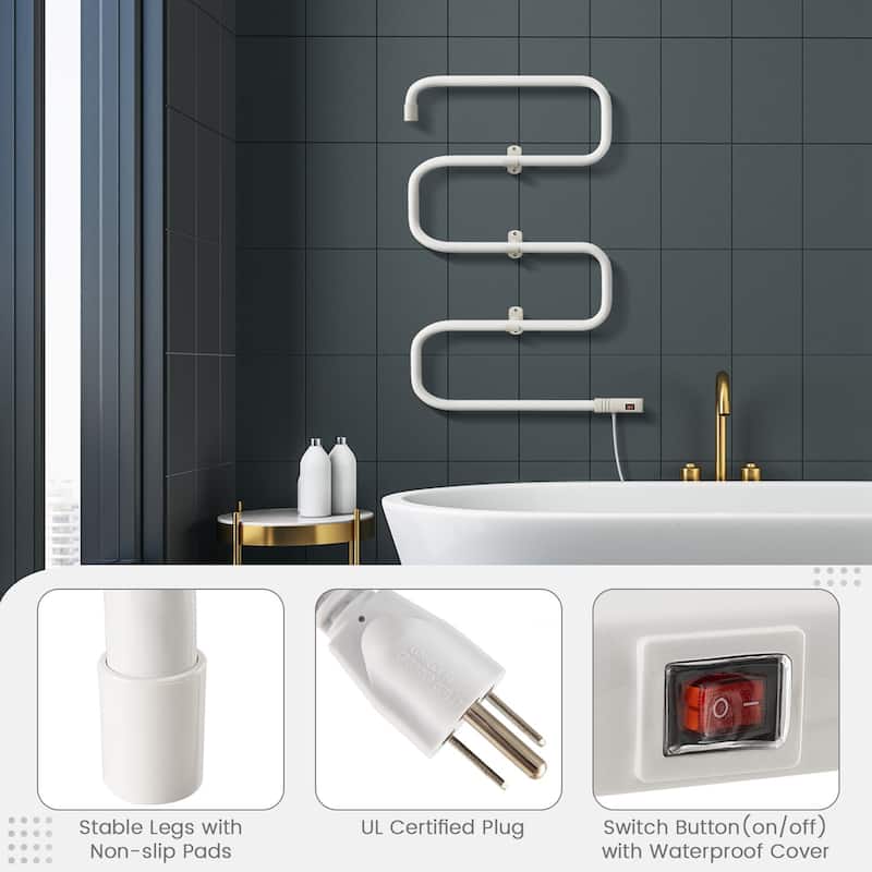 Costway 100W Electric Towel Warmer Drying Rack Freestanding and Wall