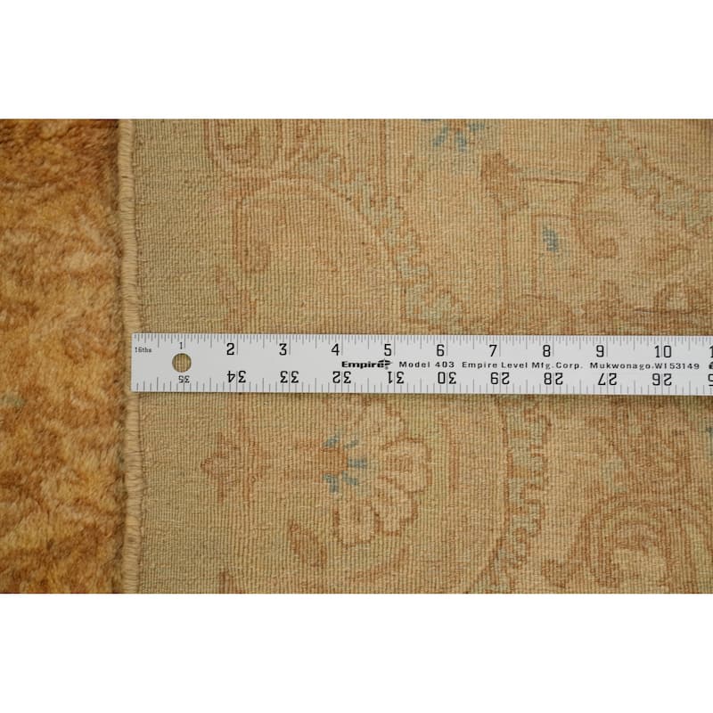 Hand Knotted Oriental 100% Wool Carpet Traditional Floral Yellow & Gold Kerman Area Rug - 20' 8'' X 10' 6''