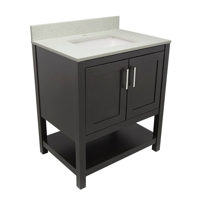 Taos 31" Bathroom Vanity in Espresso with Quartz Stone Vanity Top Sink w/ Backsplash in Galaxy White Single Hole
