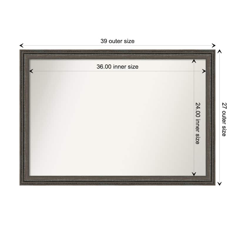 Upcycled Non-Beveled Wood Framed Bathroom Vanity Wall Mirror - Upcycled Brown Grey - Glass Size 36x24