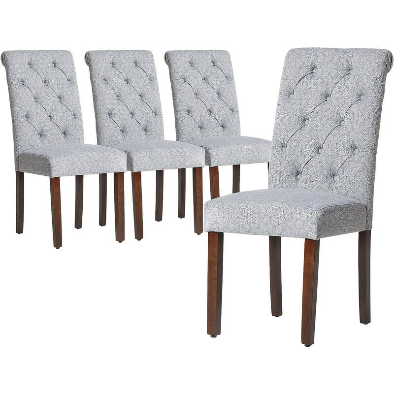 Tufted Parsons Upholstered Dining Side Chairs with Solid Wood Legs and Padded Seat
