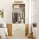 preview thumbnail 42 of 76, Kyrvo Freestanding Closet System with 3 Wooden Drawers ＆ Hanging Rod ＆ Storage Shelf, Modular Walk-in Closet Organizer Wardrobe Set of 1 - White Oak