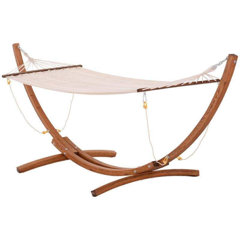 Outdoor Hammock Bed with Sturdy Wood Frame for Patio Porch or Deck Relaxation - 128"L x 46.5"W x 47.25"H