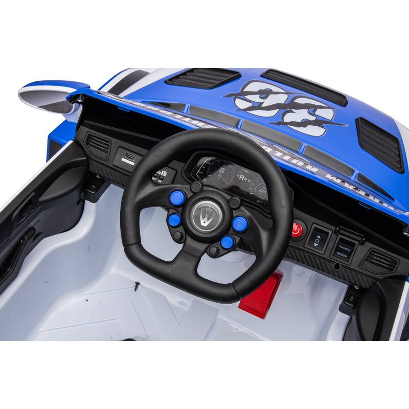 12V Electric Kids Ride-On Car with Remote Control, Music, Lights, Seat Belt, Opening Doors, 4-Wheel Suspension