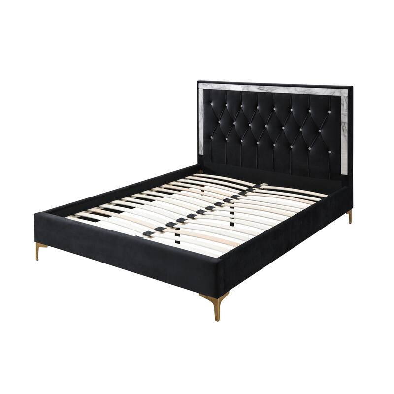 Diggins Black Tufted Platform Bed