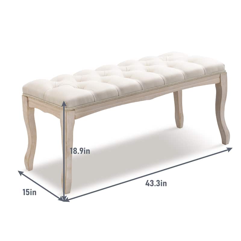 Pellebant Modern Upholstered Button-tufted Bench Ottoman - 43.3" W x 15 " D x 18.90 " H