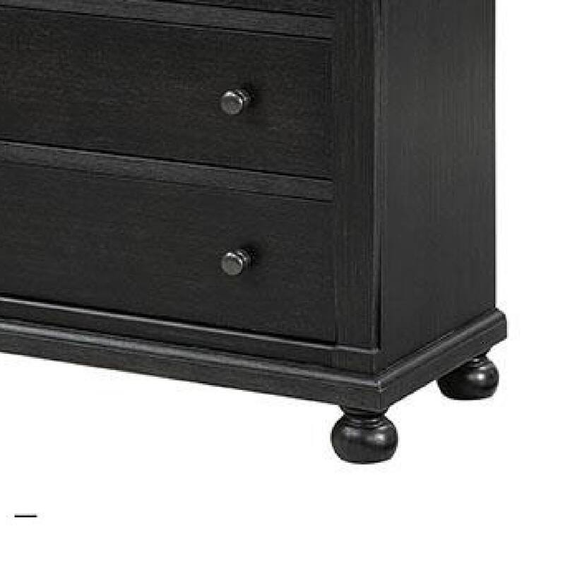Ginie Tall Dresser Chest, 5 Drawers and Farmhouse Legs, Black Brown